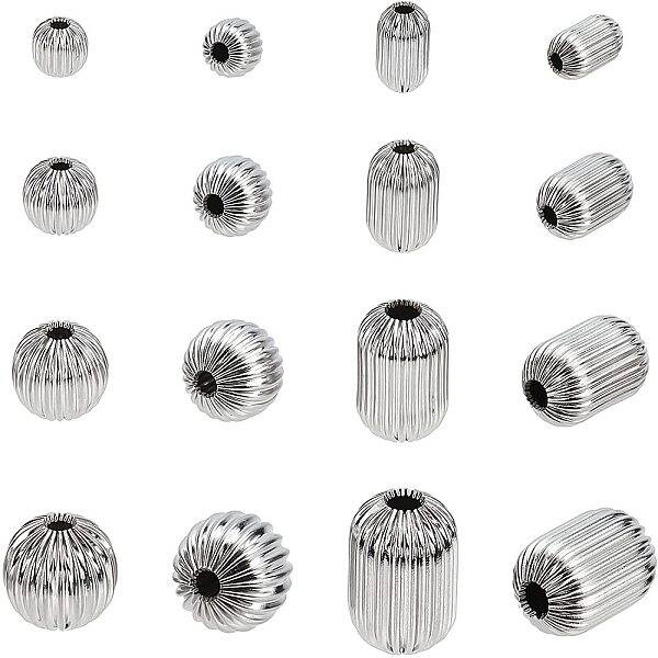 16Pcs 8 Style 304 Stainless Steel Corrugated Beads