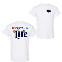 Red White and Miller Lite Logo T-Shirt – 4th of July Graphic Tee, Patriotic Summer Shirt for Men & Women, Cool Shades Desig...
