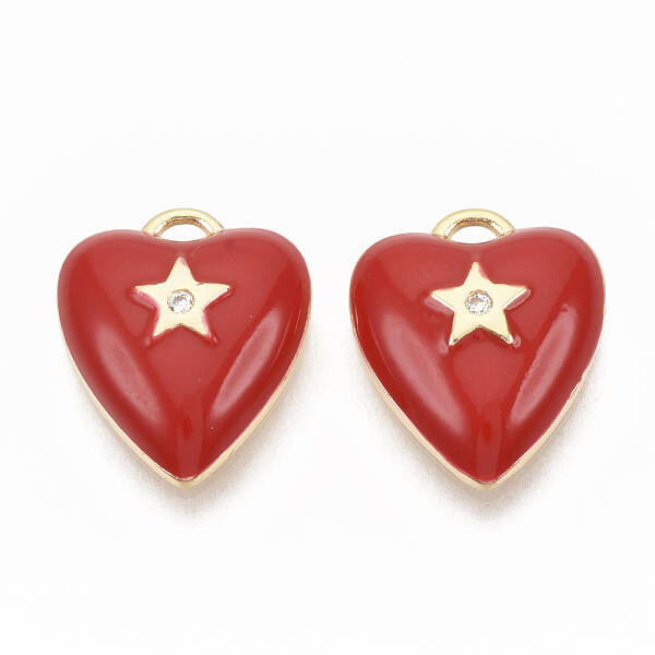 Brass Micro Pave Clear Cubic Zirconia Charms