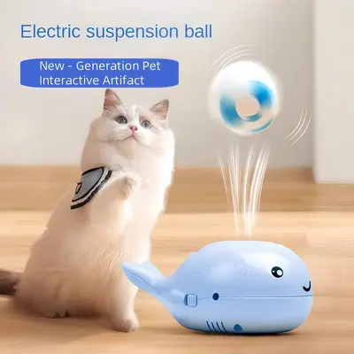 Electric Whale-Shaped Floating Cat Toy – Interactive Self-Play Fun, Smart Boredom Buster for Cats | USB Rechargeable, Perfe...