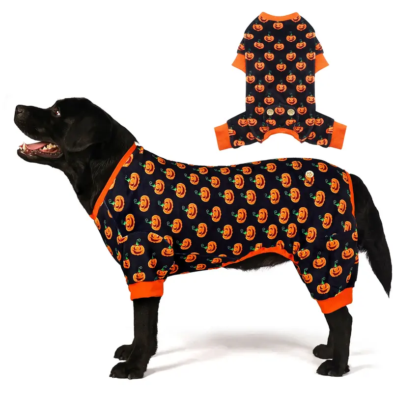 KYEESE Cozy Halloween PJs for Dogs Pet Adorable Funny Sleeveless Pumpkin Print Perfect for Spooky Snuggles & Cute Pics Easy C...