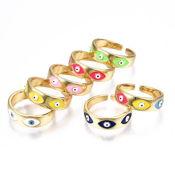 Brass Enamel Cuff Rings