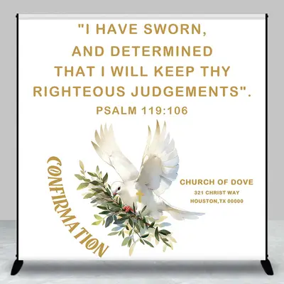 Aperturee White Christ Confirmation Custom Baptism Backdrop | Simple Backdrop For Christening | Custom Christening Backdrop |...