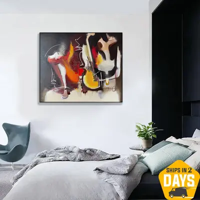 Original Music Acrylic Painting Textured Wall Art Colrful Musician Artwork for Bedroom | MUSIC ECSTASY 39.4"x47.2"