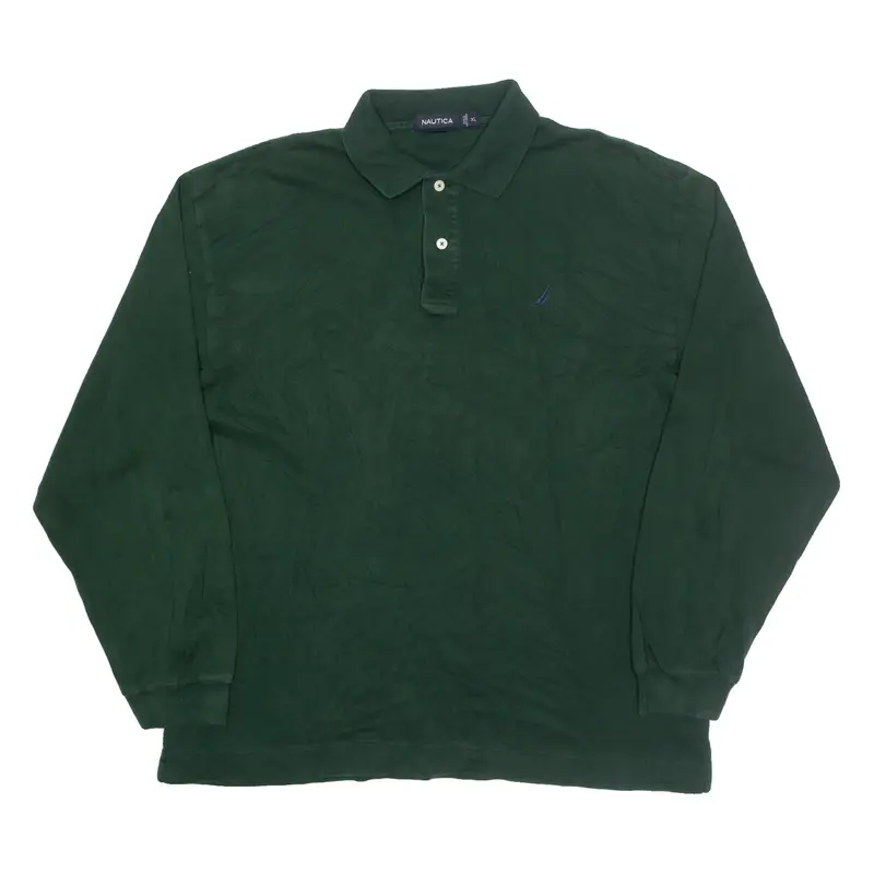 NAUTICA Mens Polo Shirt Green Long Sleeve XL
