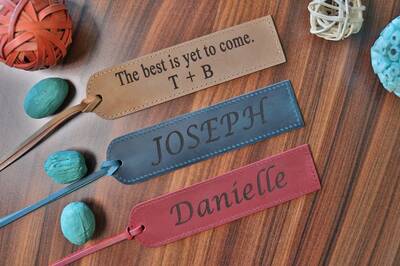 Leather Bookmarks - Blue Color , Real Leather, Same Day Shipping, Free Shipping US