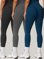 Women's Solid High Waist Sports Leggings, Casual Comfy Breathable Skinny Pants for Yoga Gym Workout Running, Ladies Sportswea...