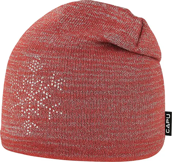 Capu Berretto rosso con fiocco di neve brillantini