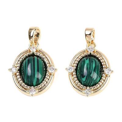 Synthetic Malachite Oval Pendants