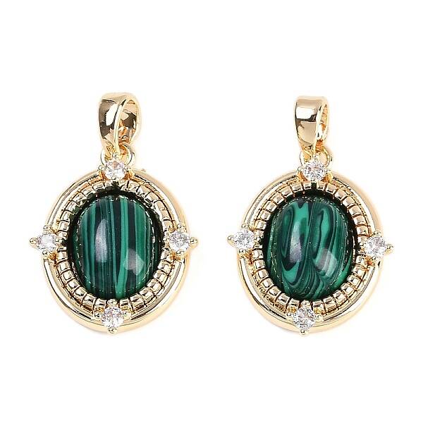 Synthetic Malachite Oval Pendants