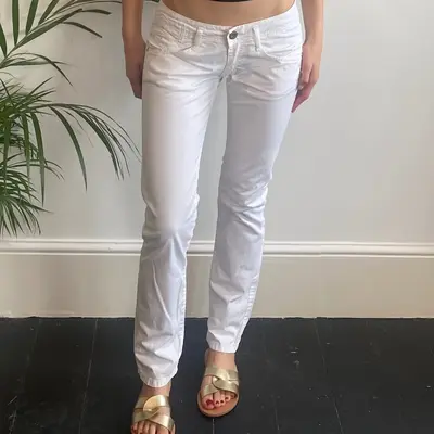 Between Trousers - 30W UK 6 White Cotton Blend