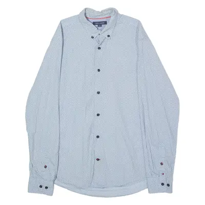 TOMMY HILFIGER Mens Shirt Blue Chevron Long Sleeve M
