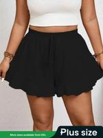 【Plus Size】Solid Color Shorts, Casual Comfy Shorts for Daily Wear, Women's Bottoms for All Seasons, Shorts for Women, Wom...