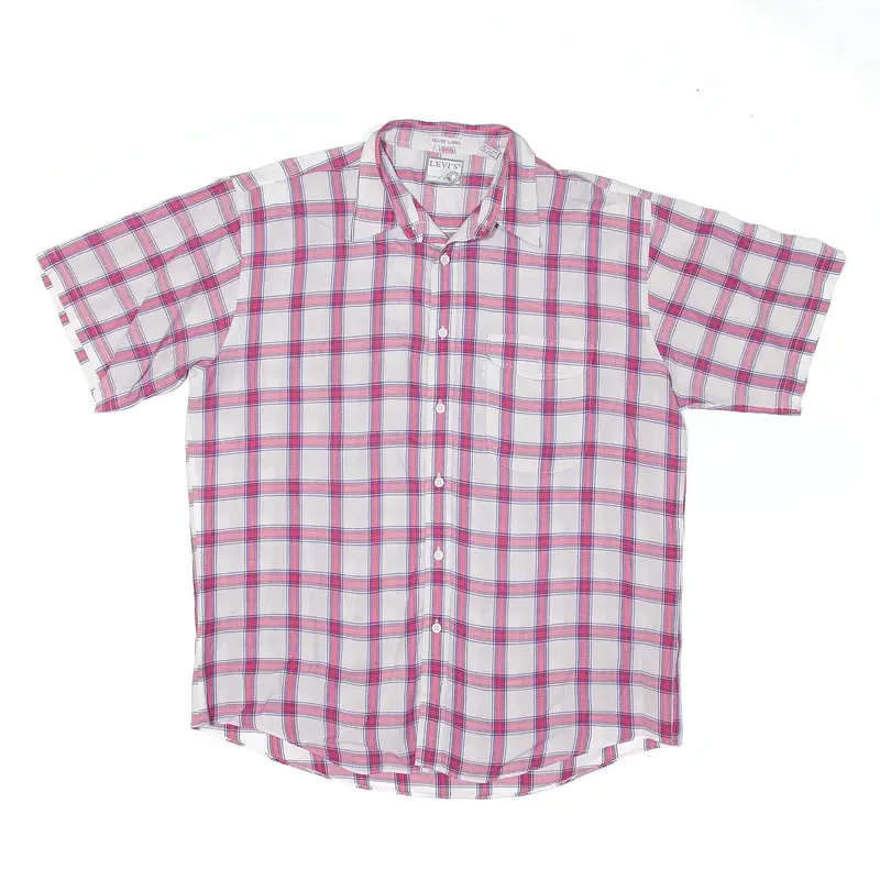 LEVI'S Silver Label Shirt White Check Short Sleeve Mens L