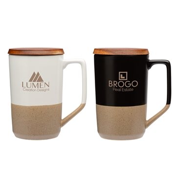 25 Customized Mogiana 15 oz Two-Tone Ceramic Mug w/ Wood Lid - ...