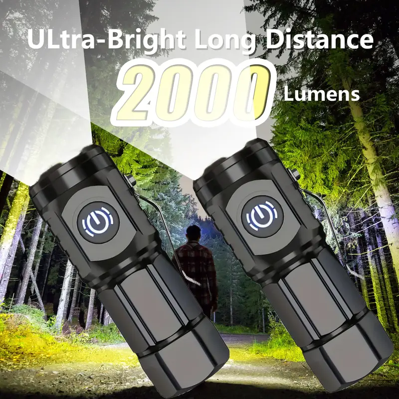 2PCS Super Bright Mini Flashlights - Thumb-Sized Power with Clip | Pocket-Sized LED Torch | Ultra Portable for EDC, Emergenci...