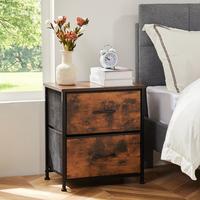 Nightstand with 2 Fabric Drawers, Tall Nightstand, Dresser,  End Table, Bedside Table, Bedroom Furniture for Living Room, Ent...