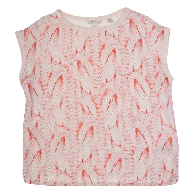 TED BAKER Womens Printed Blouse Pink Crazy Pattern L