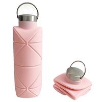 Portable Silicone Water Bottle, Foldable Leak Proof Sports Drinkware with Handle, Washable Reusable Mug, Camping Gear Lightwe...