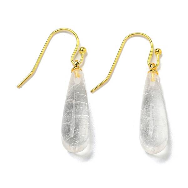 Ion Plating(IP) Natural Quartz Crystal Dangle Earring