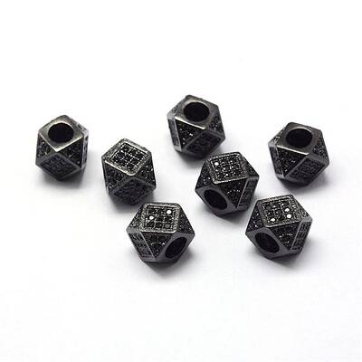 Rack Plating Brass Cubic Zirconia Beads