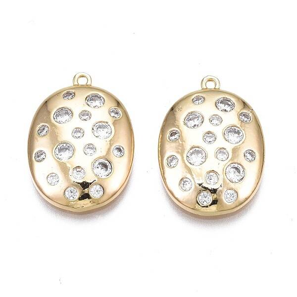 Brass Micro Pave Clear Cubic Zirconia Pendants