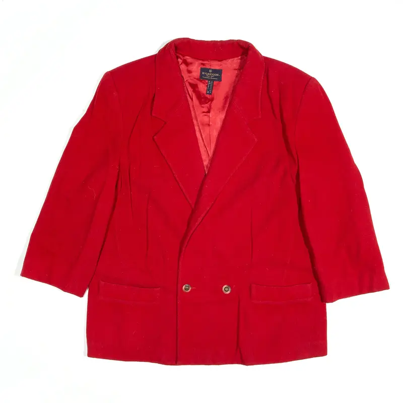 MCGREGOR Wool Cashmere Blend Jacket Red 80s Blazer Womens XL