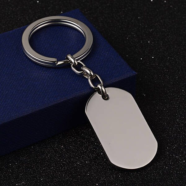 Tarnish Resistant Rectangle 304 Stainless Steel Keychain