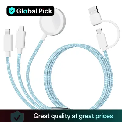 USB C Watch Charger, 3-in-2 Data Cable, Travel Multi Data Cable for iWatch Ultra SE 1/2, iPhone 15/14/13 Galaxy Android Andr...