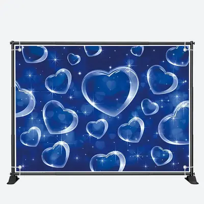 Clear Transparent Crystal Hearts Blue Bokeh Backdrop - Aperturee