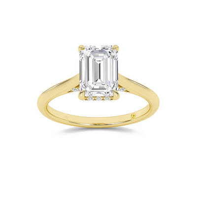 Twinkle Hidden Halo Emerald Cut Lab Grown Diamond Engagement Ring | 10K Yellow Gold 2 3/4 CT. TW.