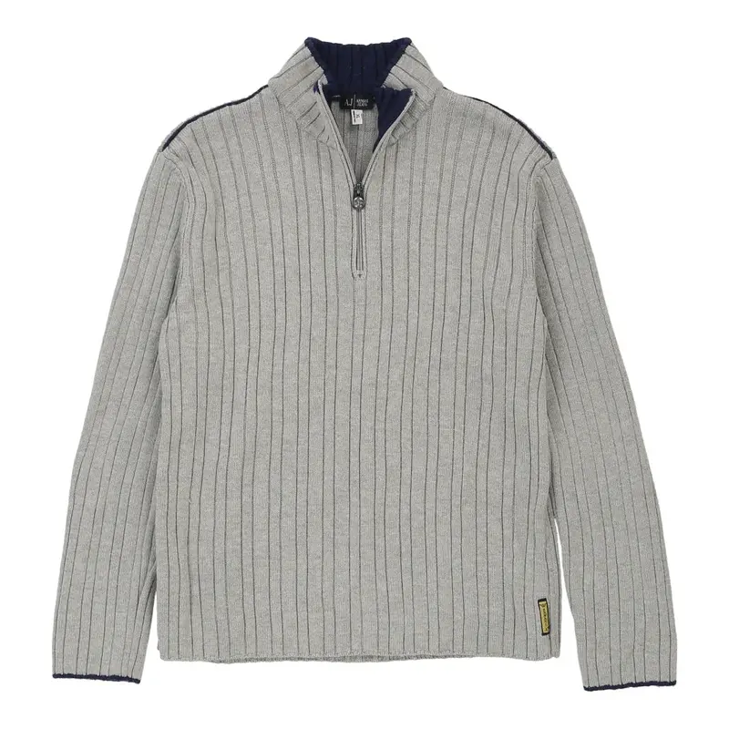 Armani Jeans 1/4 Zip - Medium Grey Cotton