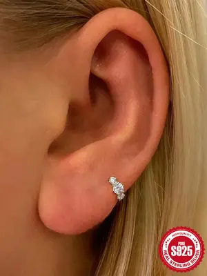 S925 Sterling Silver Elegant Rhinestone Decorated Earring, Exquisite Trendy Earring, Fashionable Jewelry for Women for Daily ...