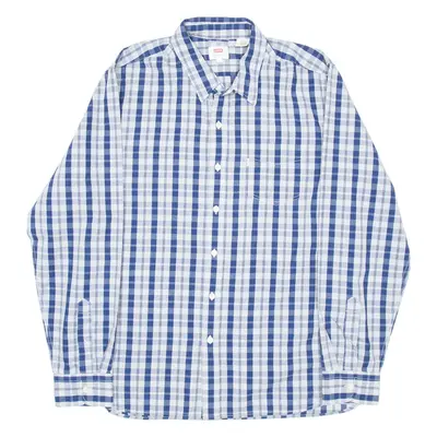 LEVI'S Mens Shirt Blue Check Long Sleeve L