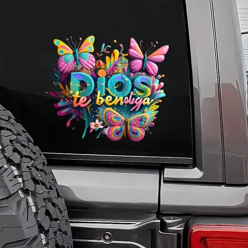 Butterfly & Letter Pattern Car Sticker, Waterproof Self Adhesive Car Decal, Decorative Sticker for Laptop, Car, Motorcycle