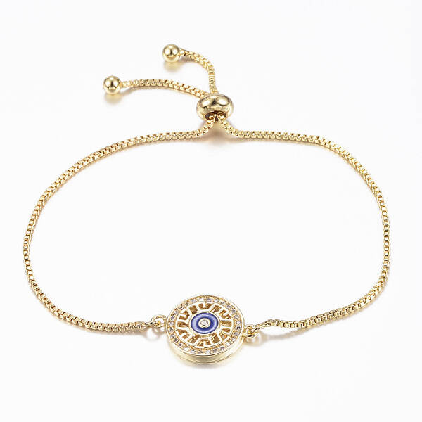 Adjustable Brass Micro Pave Cubic Zirconia Slider Bracelets