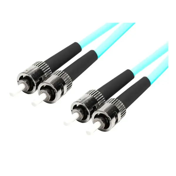 46013 Monoprice MM OM3 Fiber Optic Cable ST-ST UL 3mm 50/125 OFNR Duplex Aqua 9m