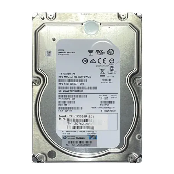 695507-008 HP 4TB 6Gb/s SAS 7200 3.5-Inch Hard Drive