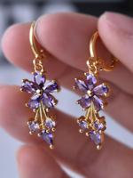Women's Elegant Rhinestone Decor Dangle Earrings, 1 Pair Trendy Flower Design Dangle Earrings, Glittering Luxury Jewelry As G...