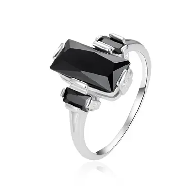 Agato Silver ring with black zirconia AGT-R24BK - Circuit: 58 mm