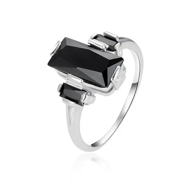 Agato Silver ring with black zirconia AGT-R24BK - Circuit: 58 mm