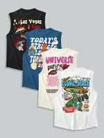 Men's Cartoon Graphic Print Round Neck Tank Top, Men Summer Vest, Street Fashion Sleeveless Top for Summer, Back-to-school Cl...
