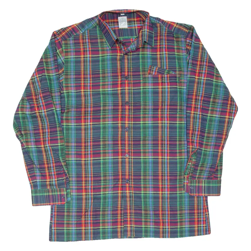 MARSUN Mens Shirt Blue Check Long Sleeve L