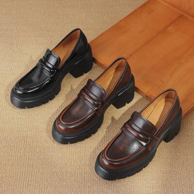 CHIKO Rachel Round Toe Block Heels Loafers Shoes