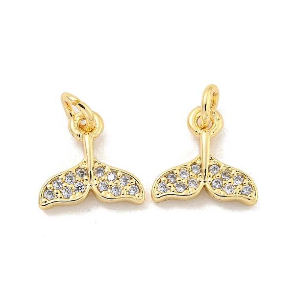 Brass Micro Pave Clear Cubic Zirconia Charms