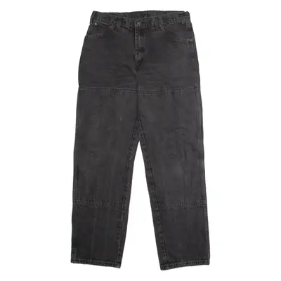 DICKIES Double Knee Workwear Mens Jeans Black Straight Charcoal Wash W34 L32