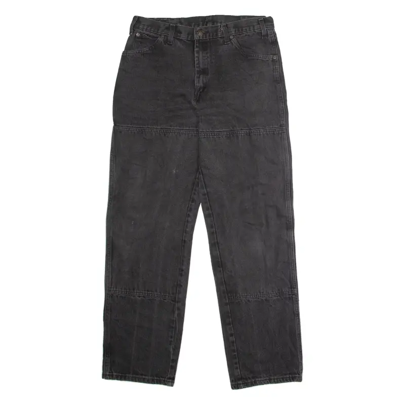DICKIES Double Knee Workwear Mens Jeans Black Straight Charcoal Wash W34 L32