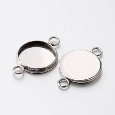 Tarnish Resistant Flat Round 304 Stainless Steel Cabochon Connector Settings