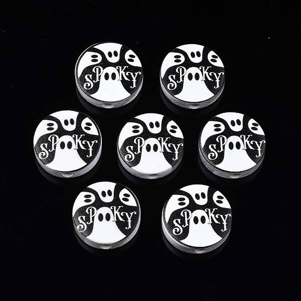 Halloween Printed Natural Wood Beads