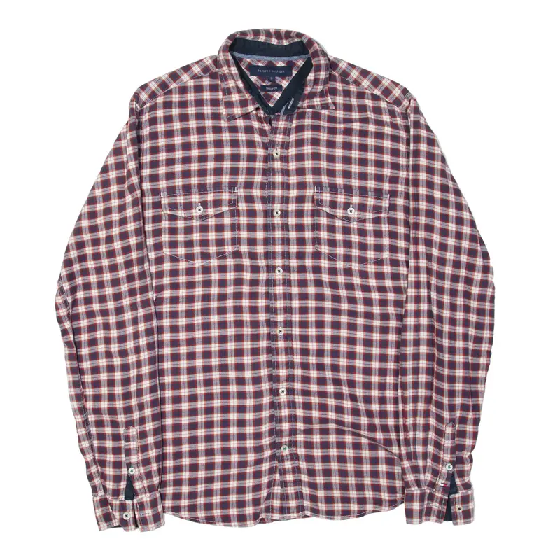 TOMMY HILFIGER Fit Shirt Blue Plaid Long Sleeve Mens S